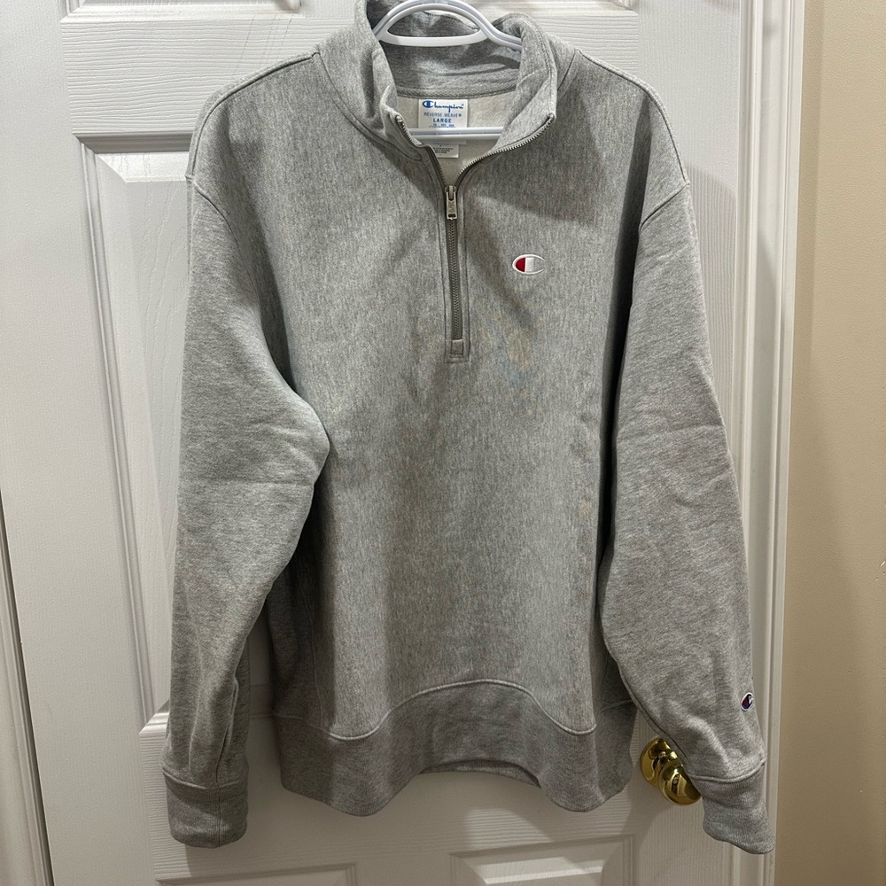 Champion Gray Quarter Zip Sweater Relaxed Fit